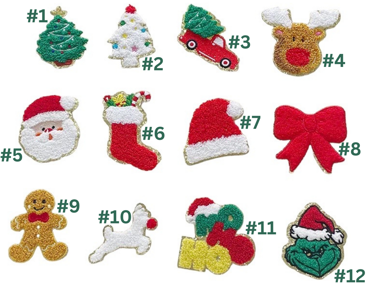 Gingerbread Man and Holiday Christmas Chenille Patches