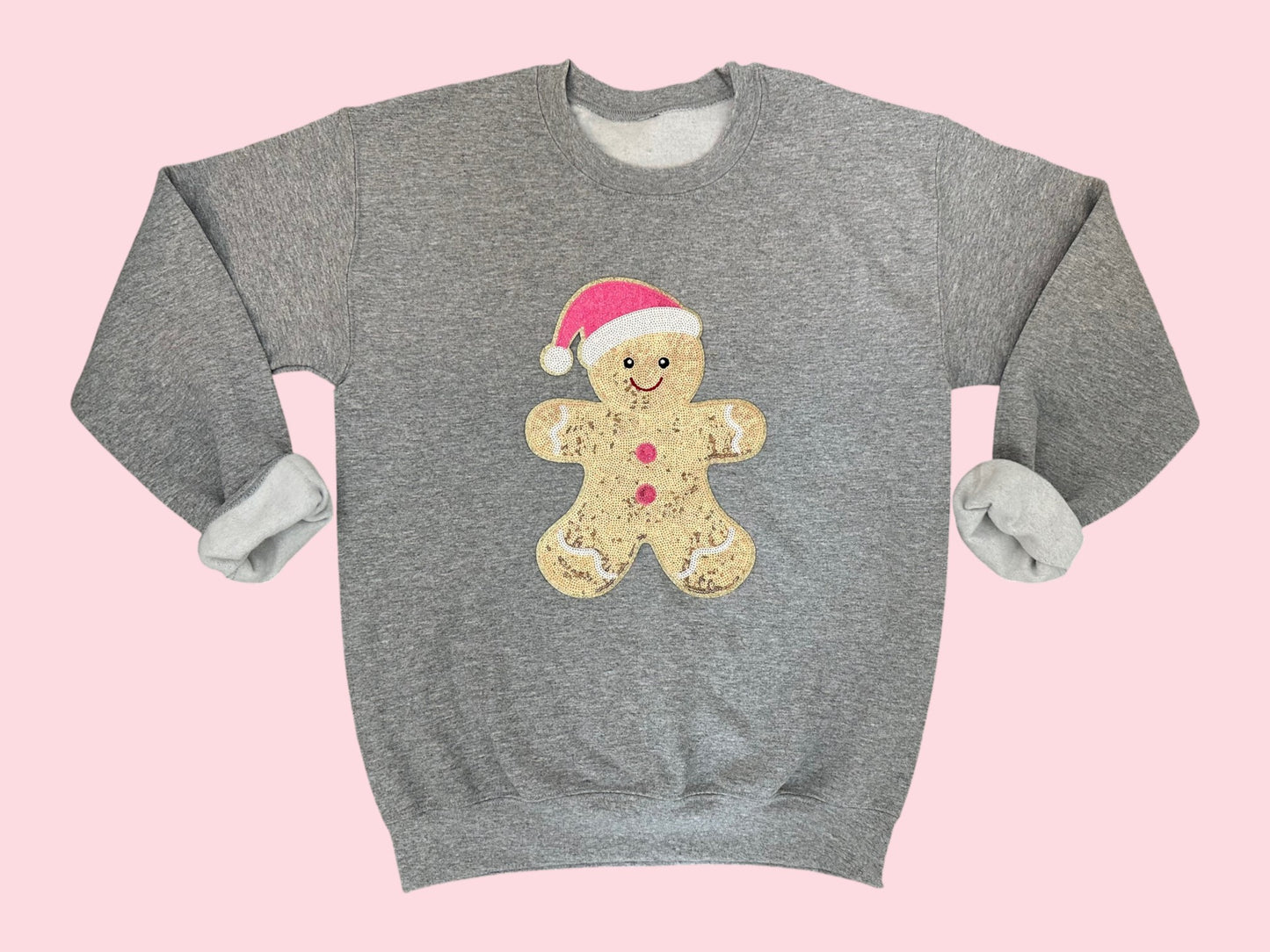 Gingerbread Man Large Sequin Iron On Patch