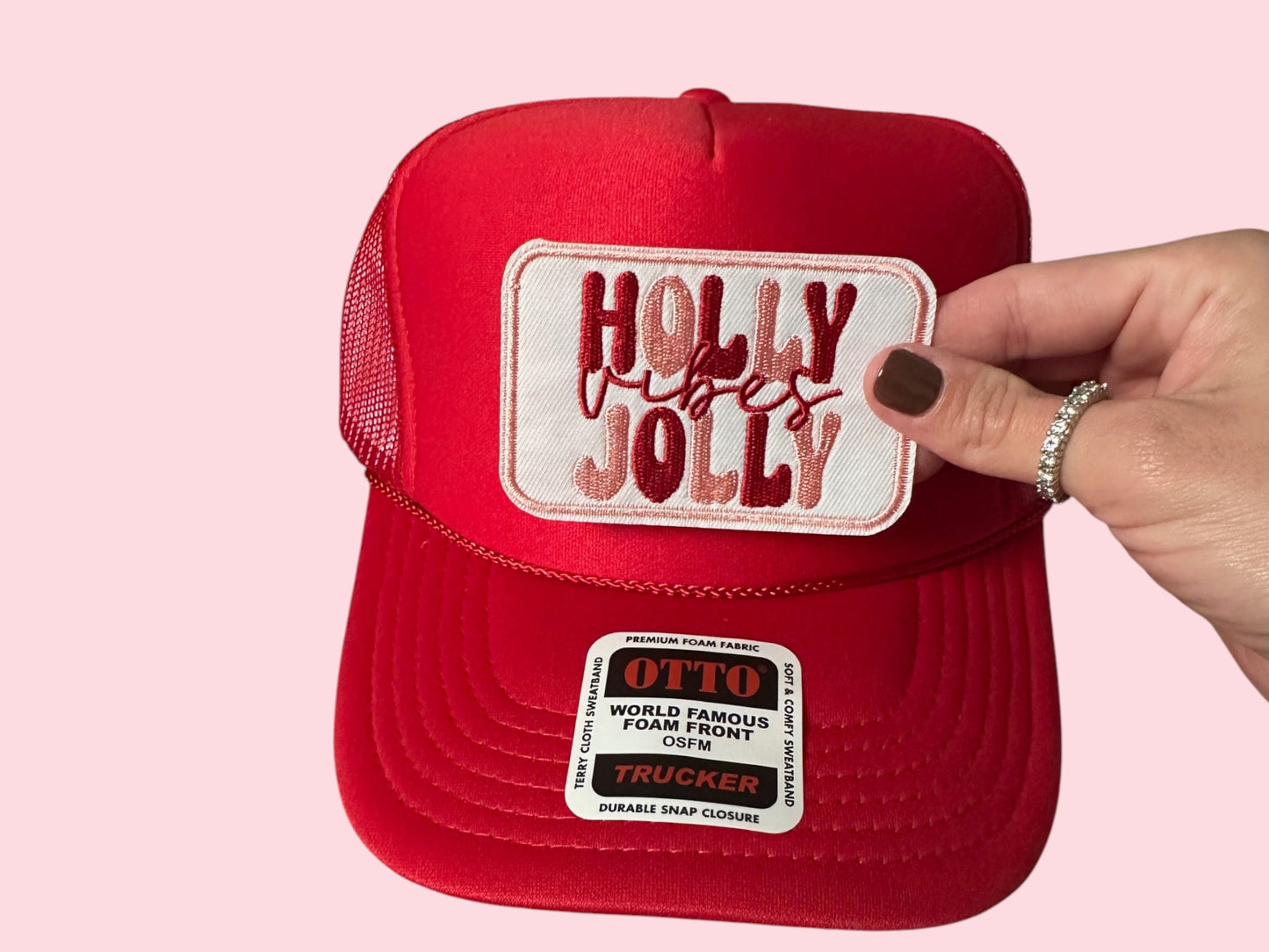 Holly Jolly Vibes Embroidered Small Hat Patch