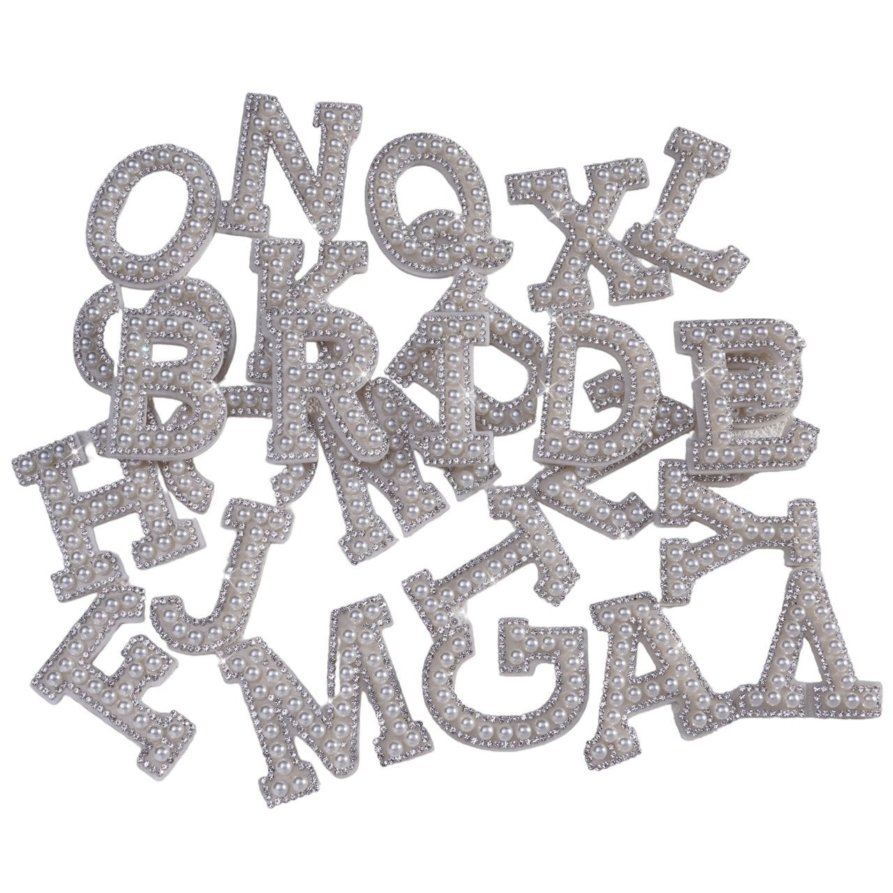 Rhinestone Pearl Embellished Iron On Letters