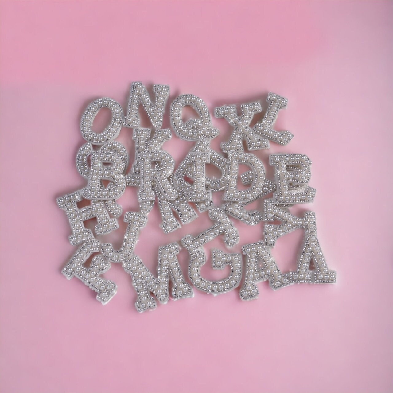 Rhinestone Pearl Embellished Iron On Letters
