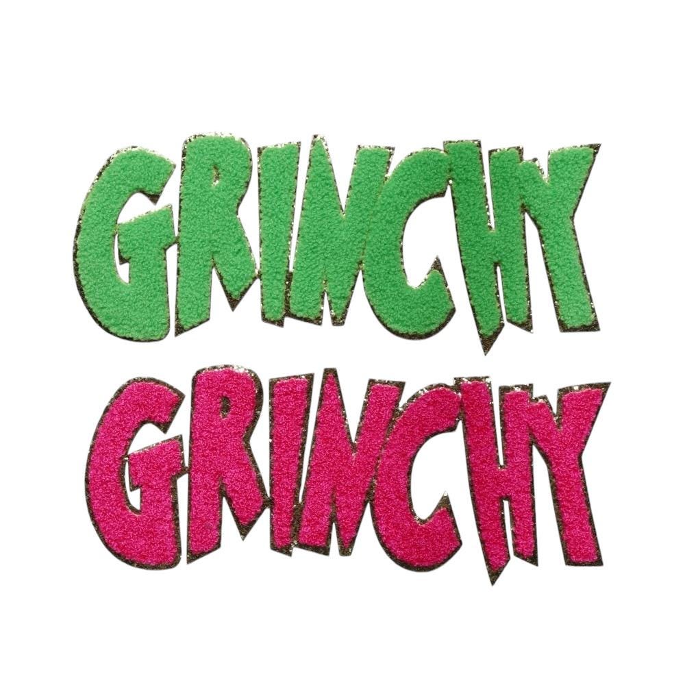 Grinchy Chenille Iron On Holiday Patch