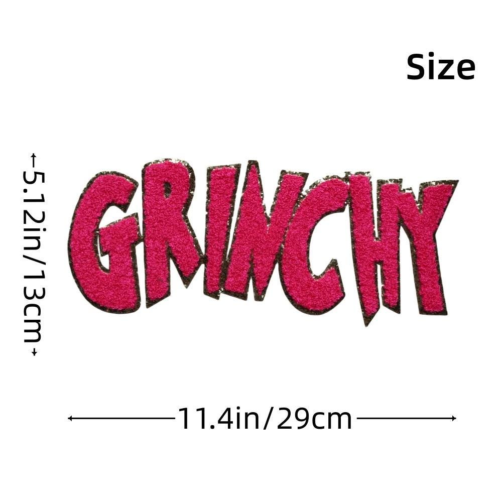 Grinchy Chenille Iron On Holiday Patch
