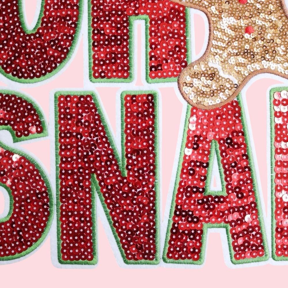 Oh Snap Gingerbread Sequin Iron On Patch