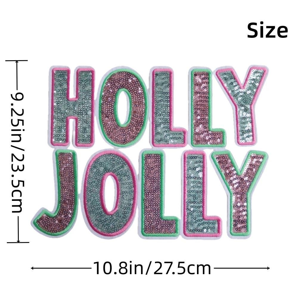 Holly Jolly Sequin Iron On Patch