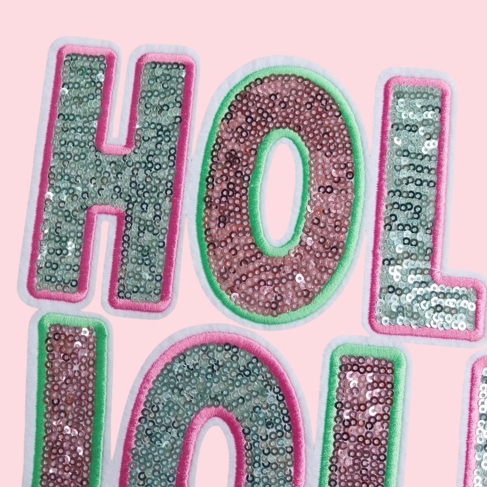 Holly Jolly Sequin Iron On Patch