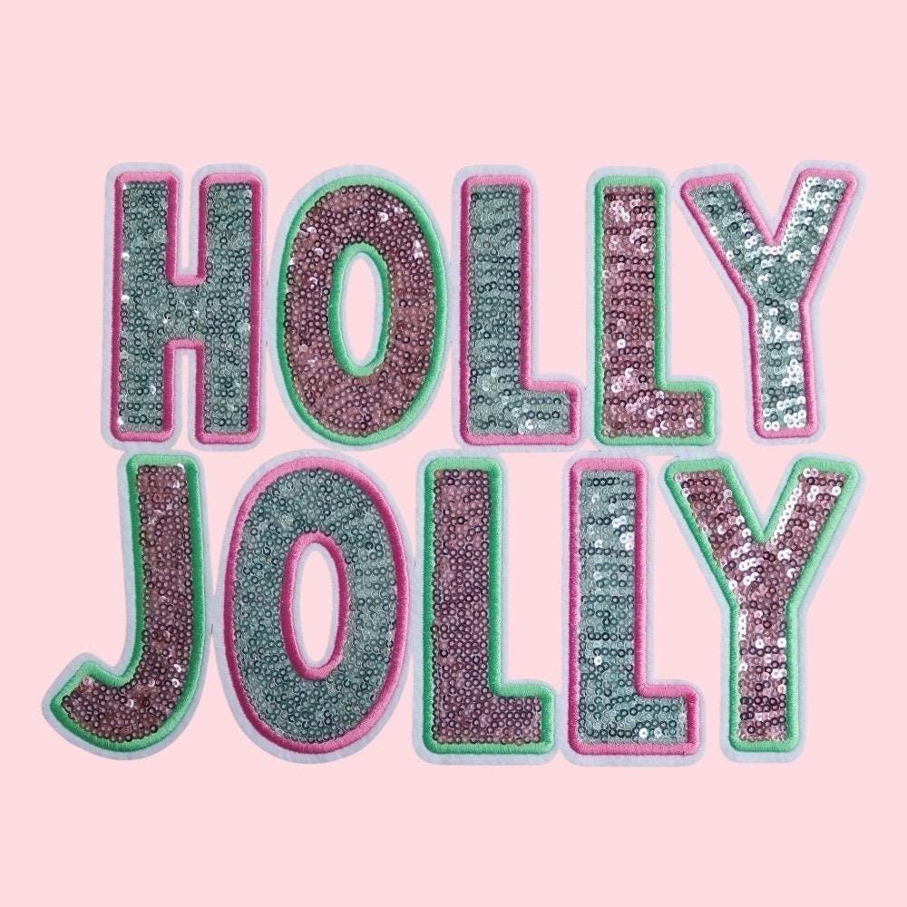 Holly Jolly Sequin Iron On Patch
