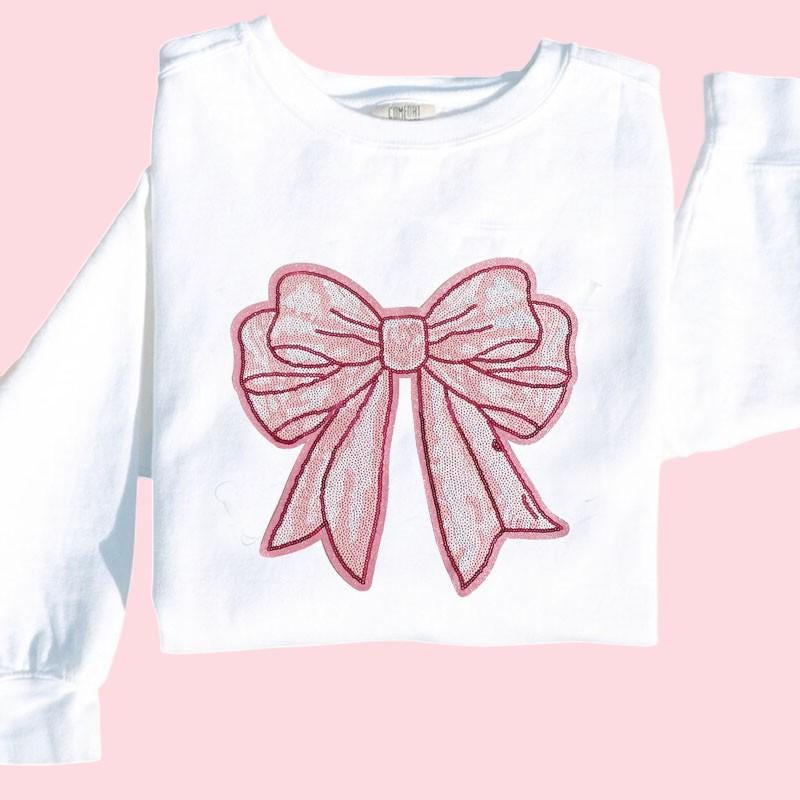 Pink Sequin Large Bow Patch
