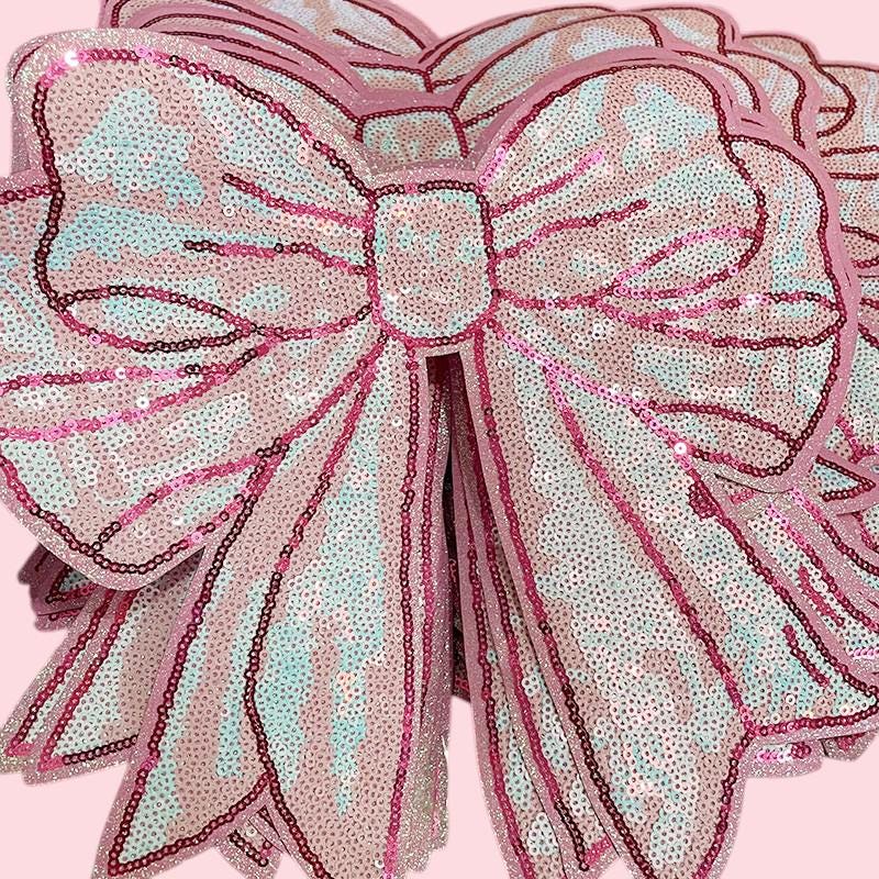 Pink Sequin Large Bow Patch