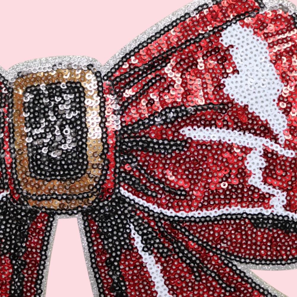 Santa Bow Large Sequin Patch