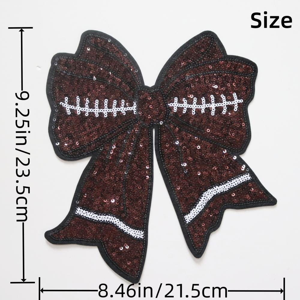 Large Sequin Football Bow Patch