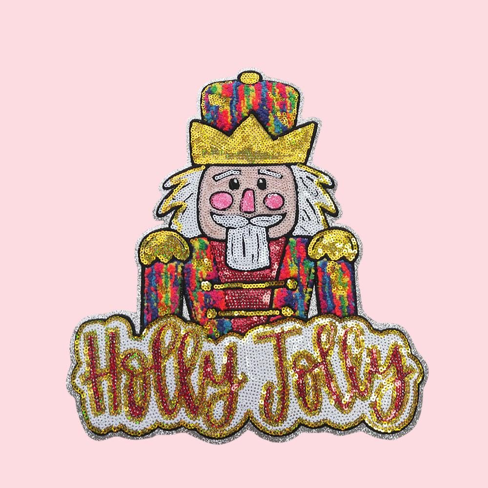 Holly Jolly Nutcracker Sequin Iron On Patch