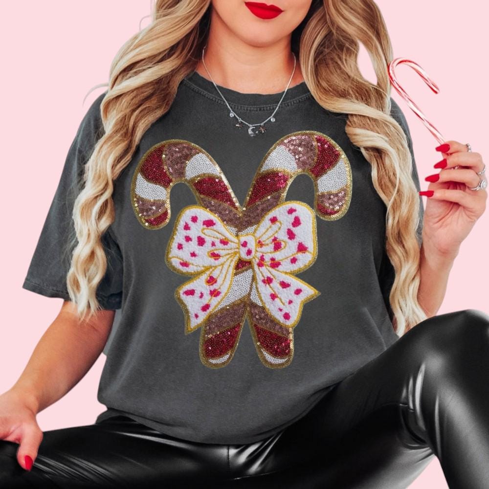 Sequin Bow Candy Cane