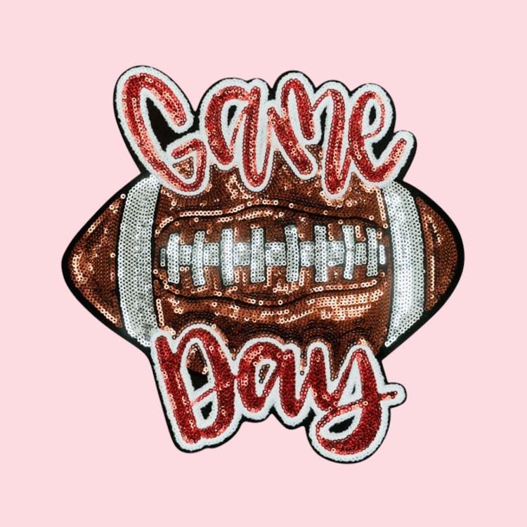 Game Day Football Sequin Iron On Patch