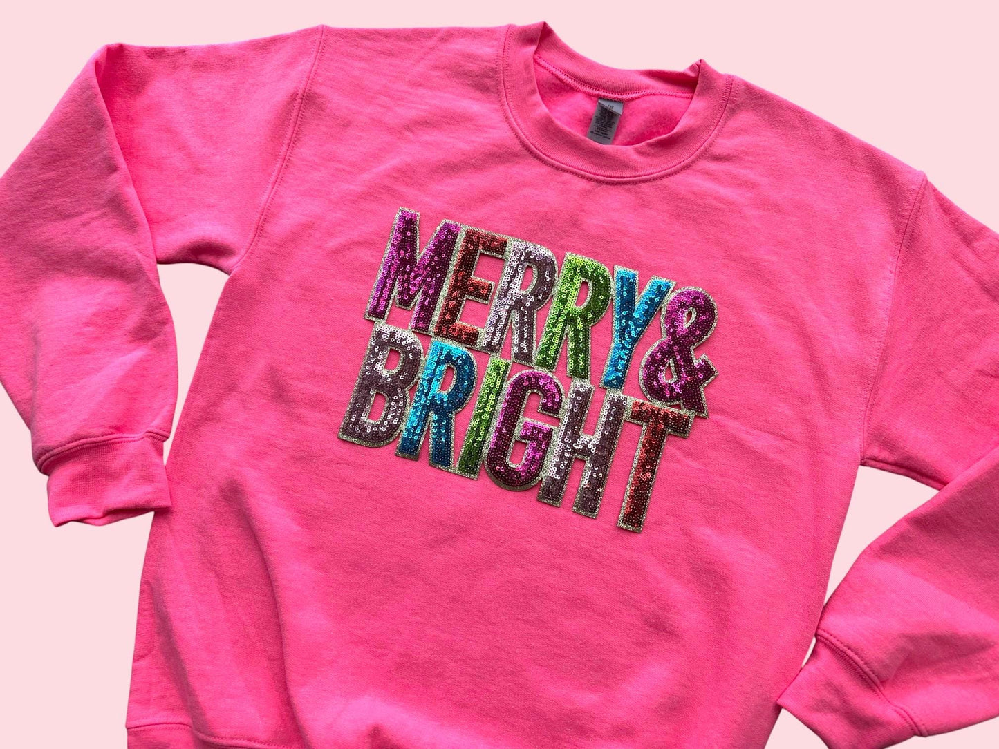 Merry & Bright Colorful Sequin Iron On Holiday Patch