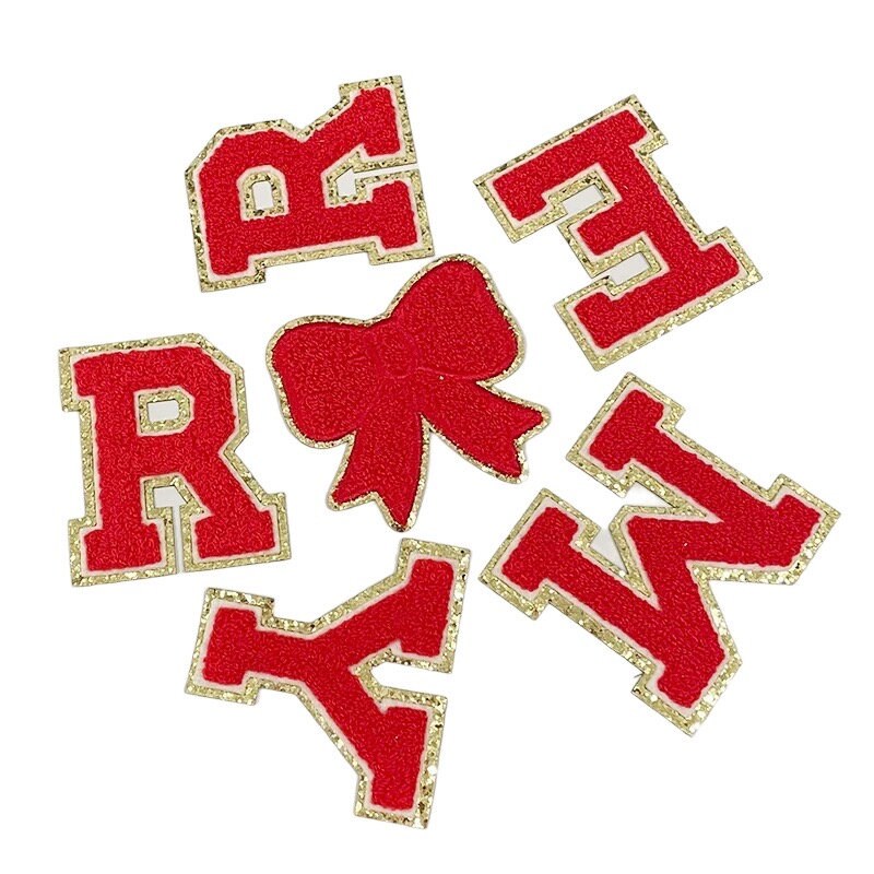 MERRY Chenille Letter Set with Chenille Bow Patch