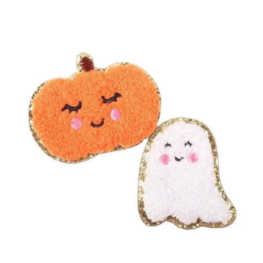 Smiley Face Blushing Ghost Chenille Patch