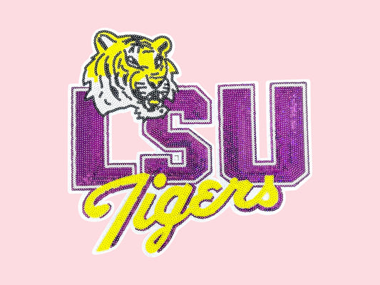 LSU Tigers Mascot Sequin Iron On Patch