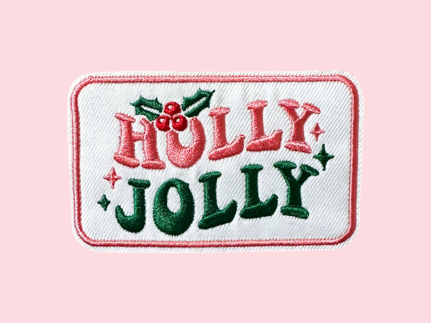 Holly Jolly Embroidered Small Hat Patch