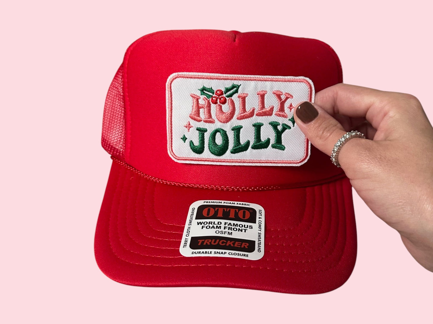 Holly Jolly Embroidered Small Hat Patch