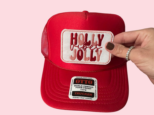 Holly Jolly Vibes Embroidered Small Hat Patch