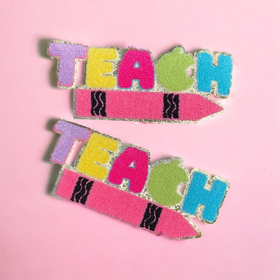 TEACH Iron On Chenille Patch
