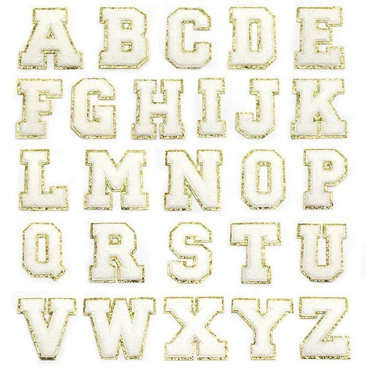 3.12" White Chenille Letter Iron On Patches