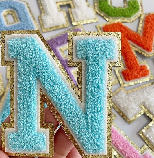 3.12" Light Blue Chenille Letter Patches