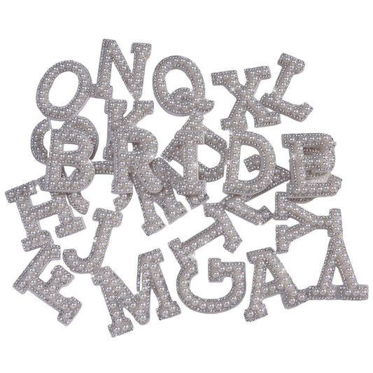 Rhinestone Pearl Embellished Iron On Letters
