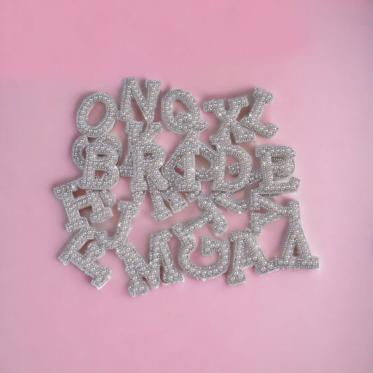 Rhinestone Pearl Embellished Iron On Letters