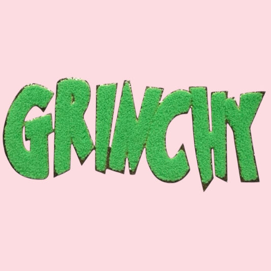 Grinchy Chenille Iron On Holiday Patch