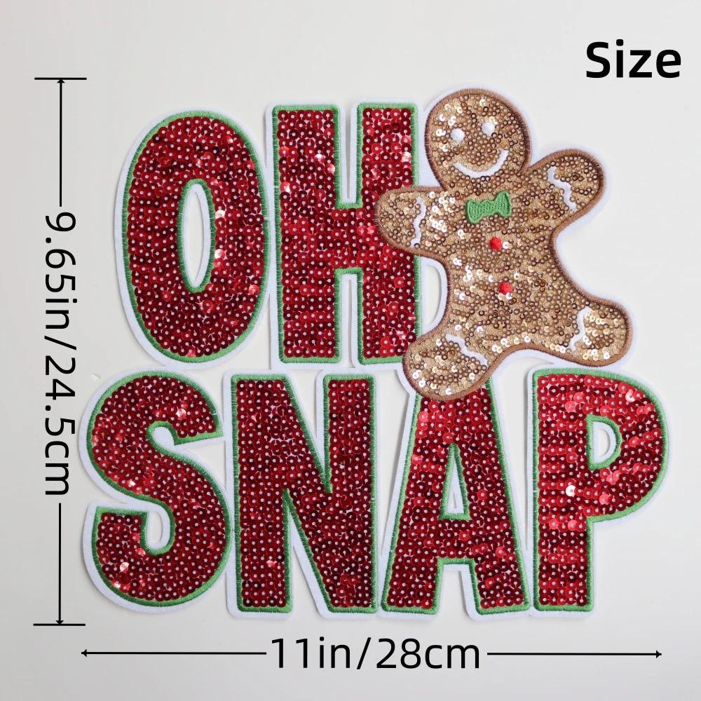 Oh Snap Gingerbread Sequin Iron On Patch