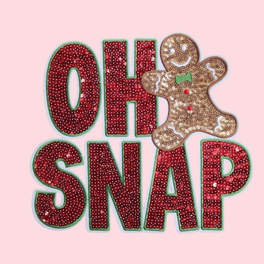 Oh Snap Gingerbread Sequin Iron On Patch