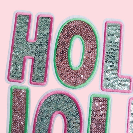 Holly Jolly Sequin Iron On Patch