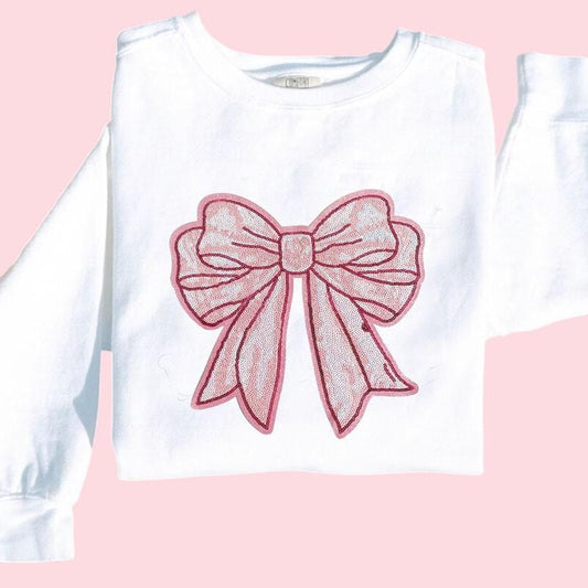 Pink Sequin Large Bow Patch
