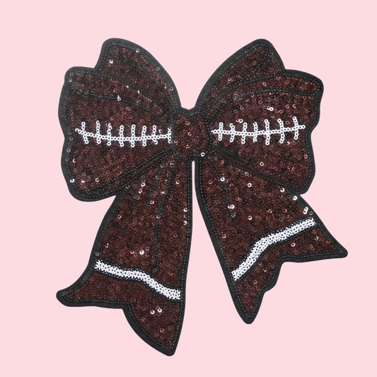 Large Sequin Football Bow Patch