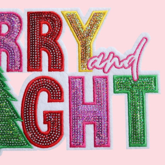 Merry & Bright Christmas Tree Sequin Patch