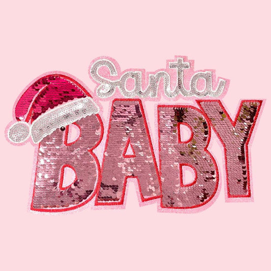 Santa Baby Pink Sequin Patch