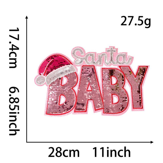 Santa Baby Pink Sequin Patch