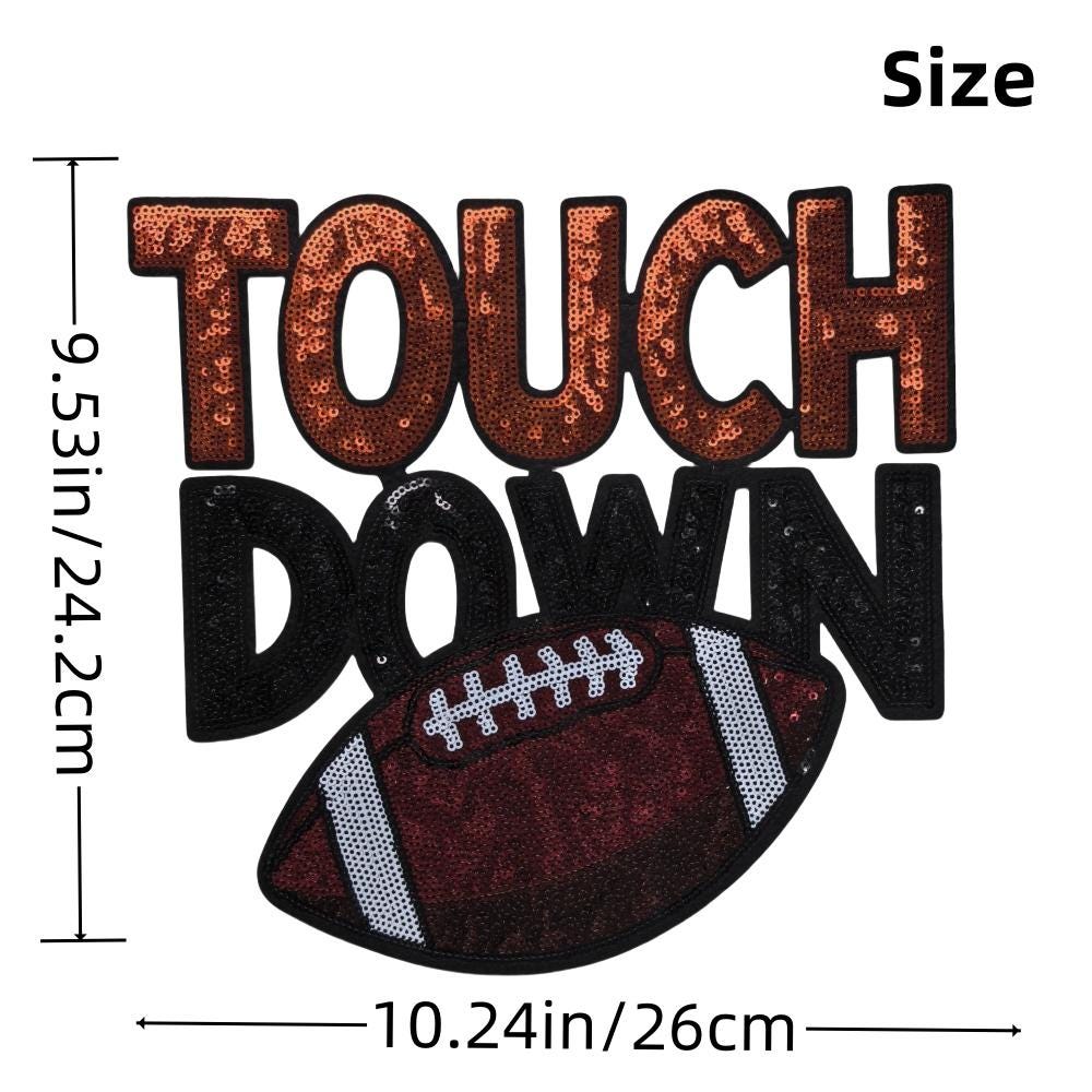 Touch Down Sequin Football Iron On Patch