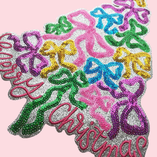 Bow Christmas Tree Sequin Patch