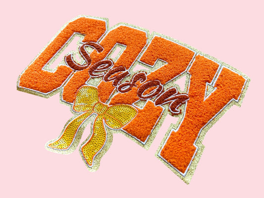 Cozy Season Bow Chenille Iron On Patch