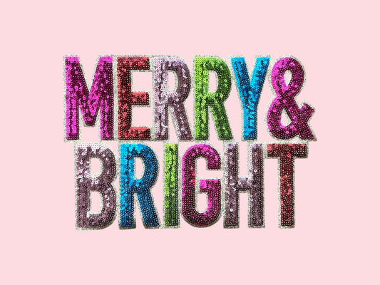 Merry & Bright Colorful Sequin Iron On Holiday Patch
