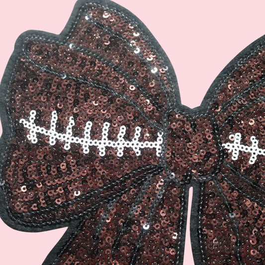 Large Sequin Football Bow Patch