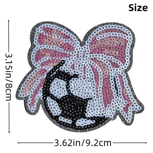 Sequin Soccer Ball Bow Patch