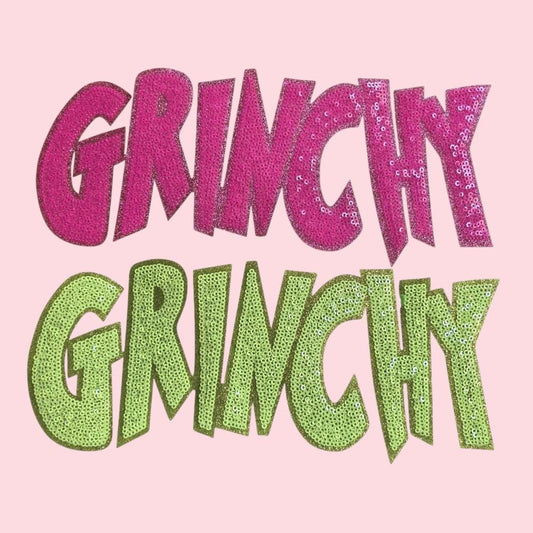 Grinchy Sequin Holiday Iron On Patch
