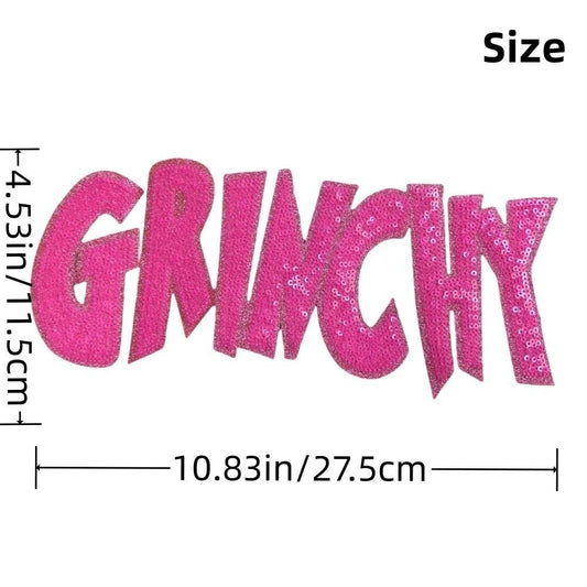 Grinchy Sequin Holiday Iron On Patch