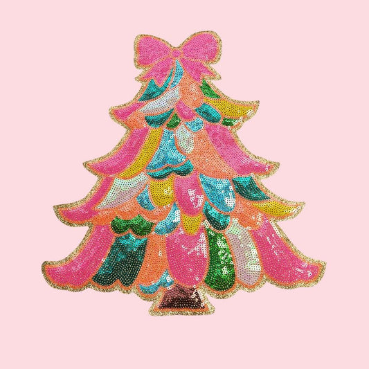 Bow Christmas Tree Holiday Iron On Patch