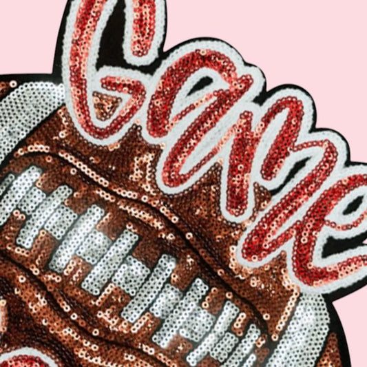Game Day Football Sequin Iron On Patch
