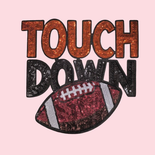 Touch Down Sequin Football Iron On Patch